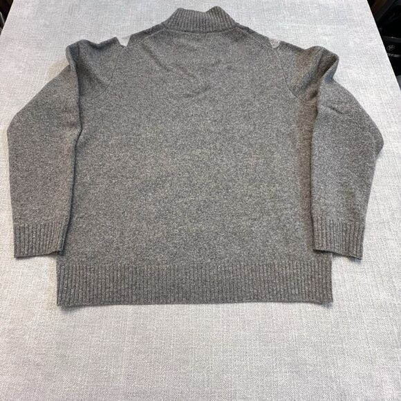 J Crew Mens L 100% Lambs Wool Gray White Argyle Sweater High 1/4 Zip Pullover - Picture 5 of 5